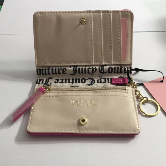 Juicy Couture Fuschia Heart and Soul Furget Me Not Flapp CC Coin Purse - Picture 5 of 11